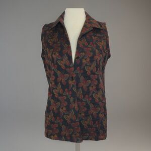Coldwater Creek Butterfly Vest Button Down Womens XS 90s Embroidered Artsy Work